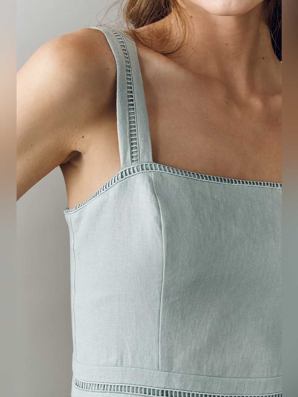 Reformation Everett 100% Linen Midi Dress in Aquamarine - Picture 3 of 15